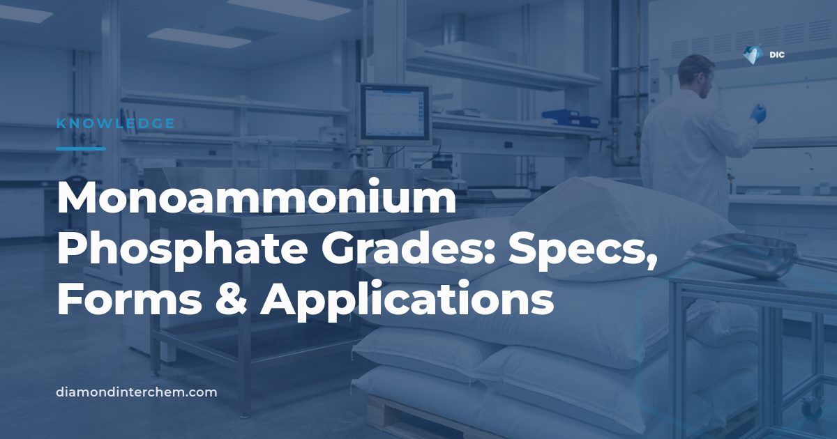 Crystalline monoammonium phosphate grades powder used across food and fertilizer manufacturing