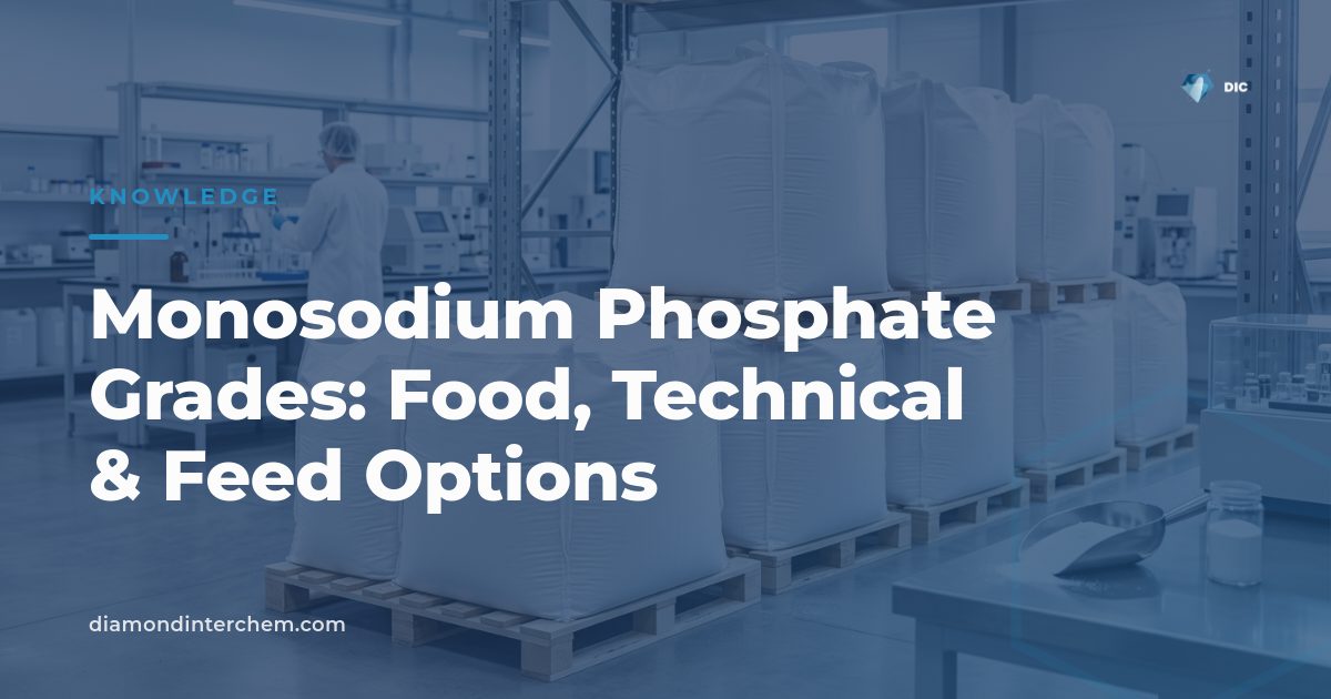 Reference chart illustrating monosodium phosphate grades used in food, pharma, and industrial manufacturing